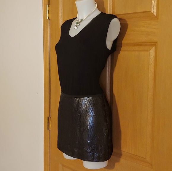 BCBGMaxAzira Black w/ Silver / Black Sequins Dress - Picture 2 of 8